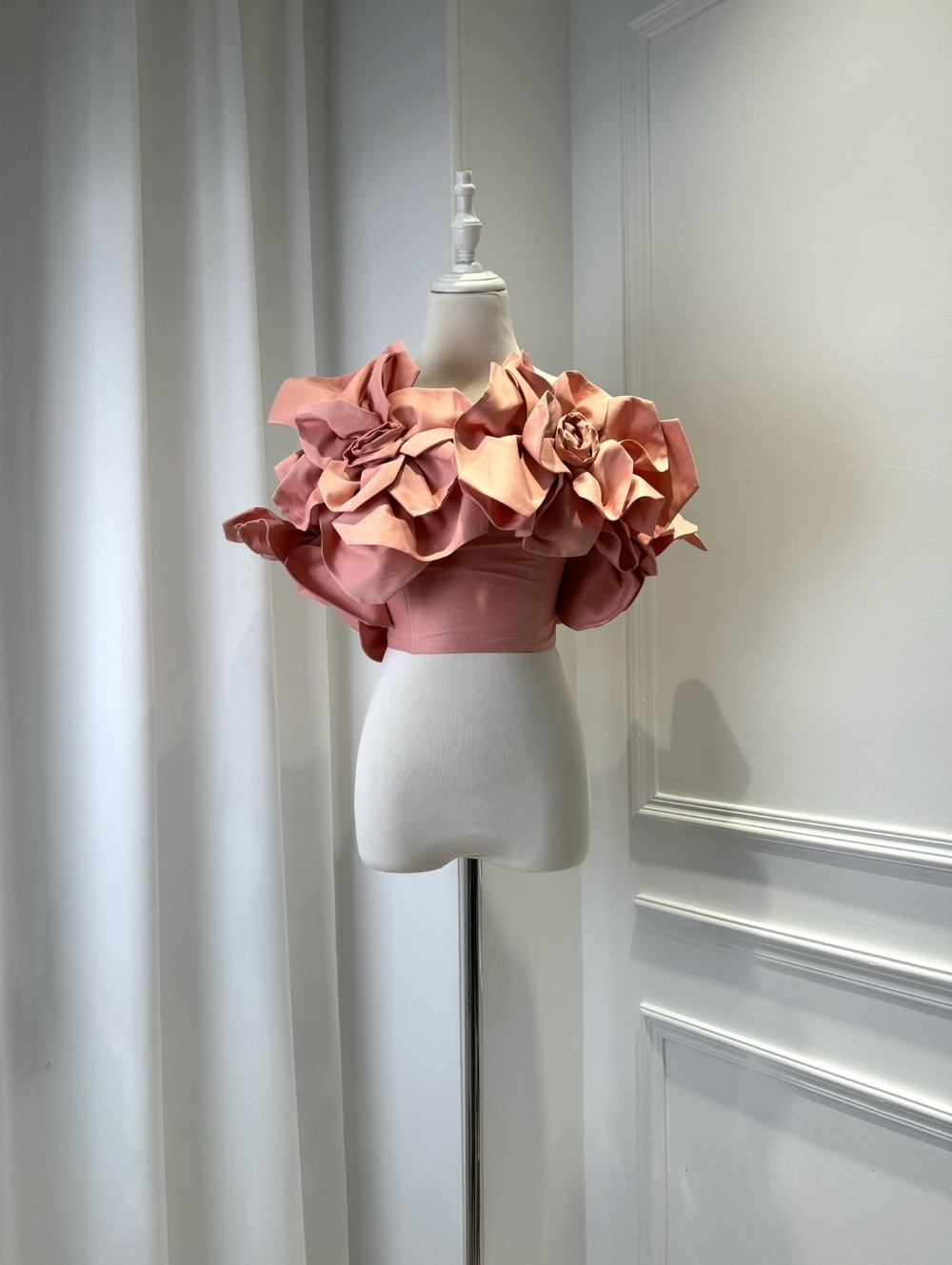 Aje Etta Off-the-shoulder Floral-appliquéd Taffeta Crop Top - Picture 7 of 12
